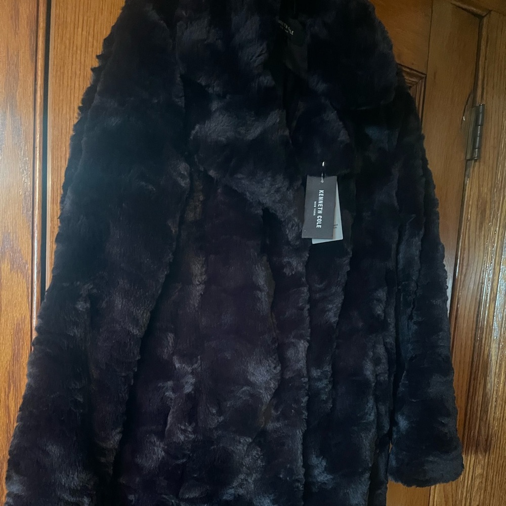 Kenneth Cole Dark Faux Fur Teddy Jacket